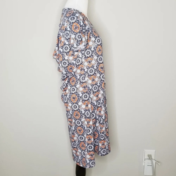 New Anthropologie Priddy by Puella Blue & Orange Print Dress M - Picture 3 of 8